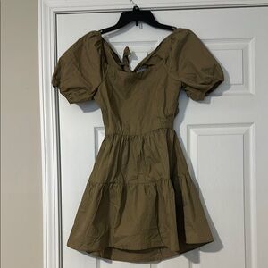 Elegant Puff Sleeve Brown Dress